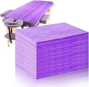 50 Pieces 31 x 70 Inches Disposable Bed Sheets Waterproof Bed Cover Massage Table Sheet Non-woven Fabric for Spa, Beauty Salon, Hotels (Purple)