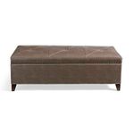 WOODSTER 2 Seater Upholstered Bench with Nailheads Contemporary Rectangle Storage Ottoman Bench in (Satin Cream)