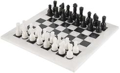 RADICALn 15 Inches Large Handmade White and Black Weighted Marble Full Chess Game Set Staunton and Ambassador Style Marble Tournament Chess Sets for Adults - Non Wooden - Non Magnetic - No Digital Dgt