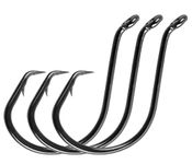 50pcs/100cs Fishing Hooks Strong Offset Octopus Circle Hooks Black High Carbon Steel Extra Sharp Fishing Hooks for Saltwater Fishing