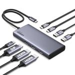 UGREEN Docking Station Triple Display, Revodok Pro 308 USB C Laptop Dock, 8 in 1 Hub with 4K@60Hz Dual HDMI, DisplayPort, 10Gbps 2 Type C& A Data Ports, 100W PD for PC, ThinkPad, Surface Pro, and more