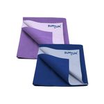 Bumtum Baby Dry Sheet Waterproof Soft Fleece Baby Bed Protector | Anti - Bacterial & Odour Free | Extra Absorbant, Reuseable & Washable (Lilac + Royal Blue Combo, Medium Size, 100 * 70cm, Pack of 2)