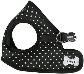 Puppia Dotty Step-in Vest Dog Harness No Pull No Choke Easy Wear Training Walking for Small Dog, Large, Black