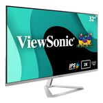 ViewSonic VX3276-2K-MHD 32 Inch IPS WQHD Monitor with 99% sRGB, 2x HDMI, DisplayPort, Mini DisplayPort, Eye Care for Work and Entertainment at Home, Silver/Black