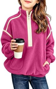 WIFFGO Girls Sherpa Fleece Top Fuzzy Half Zip Pullover Sweatshirt 2026 Warm Fall Winter Outfits Long Sleeve Pockets Coats