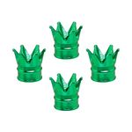 SENZEAL 4Pcs Dust Caps for Car Tyres Crown Tyre Valve Caps Universal Aluminum Alloy Tyre Valve Stem Caps for Cars Bikes Trucks Motorcycle (Green)