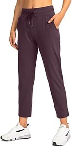 Soothfeel Women's Pants with 4 Pockets 7/8 Stretch High Waisted Sweatpants Travel Athletic Work Golf Pants for Women(Wine, X-Large)