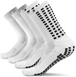 LUX Anti Slip Socks - Non Slip Football/Hockey Sports Socks - 2 Pack White V1 & V2