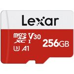 Lexar 256GB Micro SD Card E Series, microSDXC UHS-I Flash Memory Card with Adapter - Up to 100MB/s, A1, U3, Class10, V30, High Speed TF Card