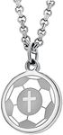 PENDANT SPORTS Philippians 4:13 Soccer Necklace Jewelry Pendant - Quality Stainless Steel Soccer Men Women Kids or Teens. Perfect Soccer Jewelry gift with Bonus Prayer Card.