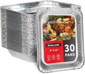 (30 Pack) Disposable Aluminum Pans 9x13 Shallow, Heavy Duty 1.75" Deep Foil Pans, Baking Tins, 13x9 Baking Pan for Cooking and Serving Cookies, Brownies, Sheet Cake, Cookie Sheets, Holiday Meal Prep