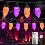 iBaycon RGB C9 Halloween Lights Outdoor, 100 LED 66ft Color Changing String Lights, Connectable Remote Control Waterproof C9 String Lights for Halloween Holiday Decorations