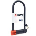 KRASER KR120L Anti-Theft U Lock Diameter 18 mm Homologated SRA Approved Heavy Duty Motorcycle Scooter Bicycle Lock Bike Lock with Key 120 x 310 Black and Orange