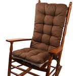 KGPLOME 18 in Jumbo Rocking Chair Cushions with Ties,Non-Slip Durable Linen Pads Thick Padding and Tufted Design for Living Room Rocker (Dark Brown, Set of Seat & Back Cushion)
