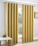 Enhanced Living Vogue Ochre 66 x 90 inch (168x229cm) Eyelet Thermal Noise Reducing Dim Out Curtains for Bedroom and Living Room