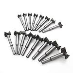 Meichoon Forstner Drill Bits 15-35mm 16PCS, Carbon High Speed Steel Woodworking Tool Punching Bit Wood Slabs Flat Wing Drilling Hole Hinge Cemented Carbide Drilling Sets DC01