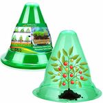 【10 Pieces】 Garden Cloches for Plants, Large Plant Covers Plant Protectors Transparent Bell Jar Cloches to Protect Plants from Birds, Slugs, Frost, Freeze Weather, 10.6" D x 9.8" H, Green (10PCS(Big))