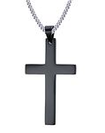 Rockyu Simple Cross Necklace for Men Women Black Stainless Steel Plain Cross Pendant Minimalist Chain 20 Inch Fashion Jewelry Christmas Gift for Friends Family