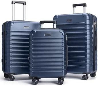 LIGHT FLIGHT Luggage Sets, 3 Piece Durable Suitcase Set with Spinner Wheels, 3 Pcs Hardside Lightweight luggage with TSA Lock, Large Checked Travel Suitcases, 20/24/28 Inch, Royal Blue