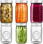 Tebery 32oz Clear Glass Jars, Pack of 6 Mason Jars Wide Mouth Preserving Jars Canning Glass Jars with Lids for Drinking, Meal, Overnight Oats