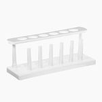 25mm Plastic in-Line Test Tube Rack with Drying Pins, 6 Tube, Polyethylene, White (Single)