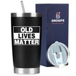 Grogife Dad Gifts from Daughter Son, Old Lives Matter Tumbler, Funny Birthday Retirement Presents for Daddy, Grandpa, Step Dad, Uncle, Insulated Travel Mug & Coffee Cup 600ml