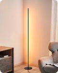 EDISHINE LED Corner Floor Lamp, Minimalist Dimmable Light with Remote, Standing 57.5 Inches Tall Lamp for Living Room, Bedroom, Home Office, 7 Color Temperature 2700-6000K (Black)