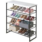 Garden 4 You 5 Tiers Shoe Rack,Multi-Purpose Adjustable Flat & Slant White Faux Marble Freestanding Organizer Storage Rack, High Heels Potted Plant for Entryway Hallway Living Room Closet