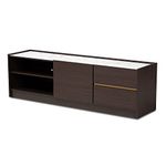 Baxton Studio TV Stand, MDF/PU Paper/Plastic, Dark Brown/Marble/Gold