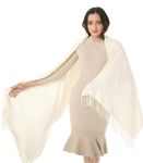 Haleey Womens Scarf Pashmina Shawls and Wraps for Evening Dress Wedding Bridal Winter Warm Large Soft Silky Acrylic Elegant Shawl Wrap Scarves Gift Ivory