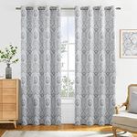 FMFUNCTEX Baroque Thermal Blackout Curtains for Bedroom 96 inch Long Thermal Insulated Luxtury Damask Pattern Blackout Window Drapes for Guest Room Curtain Panels Grommet Top 2 Panels