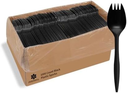 [1000 Pack] Disposable Plastic Sporks-Party Dimensions Bulk Black Disposable Silverware Plastic Cutlery Spork (Sporks)