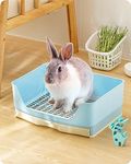 Baffect Corner Rabbit Litter Tray Corner Toilet House,Large Size Rabbit Cage Litter Box with Removable drawer for Small Animal Rabbit Guinea Pig L (Blue)