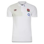 Umbro Mens England Rugby CVC Polo Shirt 2023 2024 Adults Top White/Dew L