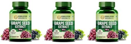 Himalayan Organics Grape Seed Extract 500Mg Antioxidant Supplement | Healthy Cholesterol Level | Boost Immunity | Promote Healthy Hair And Skin - 90 Veg Capsules x Pack of 3