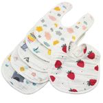 BabyGo Muslin Pure Cotton Cartoon Print 8 Layer Baby Bibs Set of 5 (Multicolor)