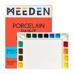 MEEDEN Ceramic Artist Paint Palette, Mixing Porcelain Palette for Watercolor Gouache Acrylic Oil Painting, Rectangle, 18 Wells