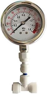 Malida Water Pressure Gauge Stainless for Aquarium Meter 0-1.6MPa 0-220psi Reverse Osmosis System Pump with 1/4