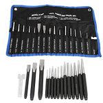 16 Piece Punch and Chisel Set with Storage Pouch, Mechanics Punches and Chisel Set Pin Centre Taper Cold Gauge, Chisel Punch Gauge | Center Punches | Cold Chisels | Tapered Punches | Pin Punches