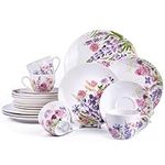 STPGoods 20-Piece Dinnerware Set - Porcelain Plates and Bowls Set with Mugs, Dessert, Salad, Dinner Plates and Bowls Sets Lavender Floral Design, Dishes Set - Service for 4