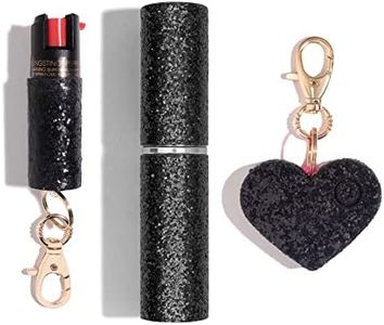 BLINGSTING Pepper Spray, Lipstick Stun Gun, & Alarm 3-in-1 Safety Kit - Professional Grade, Maximum Strength, High Voltage, Rechargeable Self-Defense for Women, Black Glitter