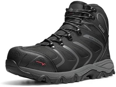 NORTIV 8 Waterproof Work Boots for Men Steel Toe Safety Construction Boots,Size 8.5W,BLACK/DARK GREY,NMUWIB2403