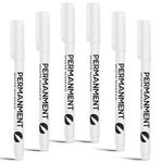 6-pack of White Permanent Marker Pens, featuring 1mm tips. These white fabric pens are quick-drying, waterproof, and suitable for marking on paper, wood, fabric, rocks, glass, and plastic.