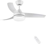 CJOY Ceiling Fans with Lights, White Ceiling Fan with Remote Control, 52'' Bedroom Ceiling Fans with Lamp 6 speeds, Tricolour Temperature, Dimmable Replacement LED, Quiet Reversible DC 3 Blades