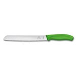 Victorinox Swiss Made Stainless Steel Swiss Classic Bread Knife, Perfect for Pastries, Bread, Cake, Wavy Edge, 21 cm Green | 6.8636.21L4B