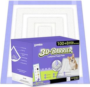 ZOMISIA 3D-Barrier Puppy Pee Pads for Dogs, 12 Cups Absorb & Rise Puffy Gel-Wall Leak-Proof, 26"x30" 100 Counts + 8 Pet Urine Test Strips, Super Absorbent Disposable Potty Training Pads