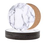 Print Drink Coasters Set of 8 - Marble Pattern Cork Round Coaster used for Home Outdoor Restaurant Decoration Housewarming Gift 4 Inches