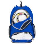 Drawstring Backpack Soccer Basketball Backpack with Shoe & Ball Compartment and Wet Pocket String Gym Bag Sackpack for Men Women, Blue