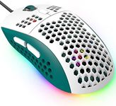 KUIYN 383 PRO Ultralight Wired Gaming Mouse, Lightweight Honeycomb Shell, 6 RGB Breathable Backlight, 6 Adjustable DPI 6400, USB Optical Model Win10/XP/Xbox/PS4/PS5/Mac/HP/Acer (White-Green)