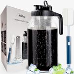 SCIDEA Iced Cold Brew Coffee Maker, 64oz 2 Quart Leak-Proof Mason Jar with Handle & Stainless Coffee Filter for Iced Tea, Fruit Drinks, Glass Pitcher with Pour Spout Lid